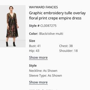 Wayward Fancies Graphic Embroidery Tulle Overlay Floral Print Crepe Empire Dress